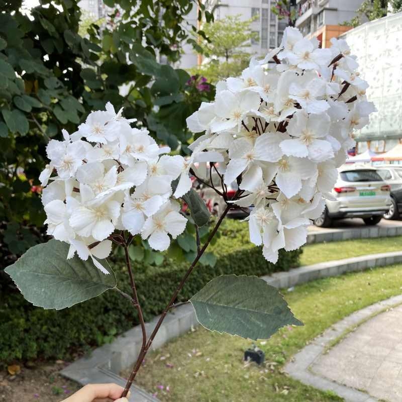Two-Bloom Pagoda-Shaped Artificial Hydrangea Spray – 90cm