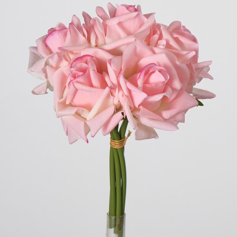 Wholesale Artificial Curled-Edge Rose Bouquet – 5 Blooms 25cm