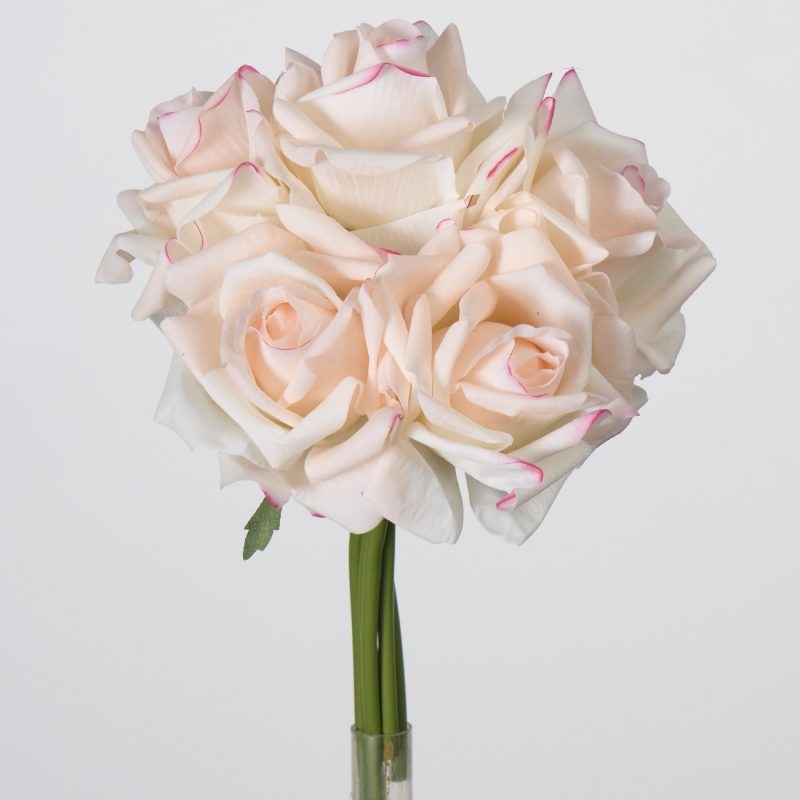 Wholesale Artificial Curled-Edge Rose Bouquet – 5 Blooms 25cm