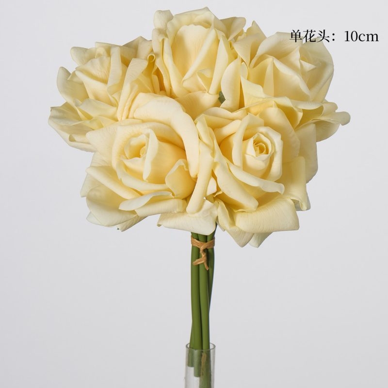 Wholesale Artificial Curled-Edge Rose Bouquet – 5 Blooms 25cm