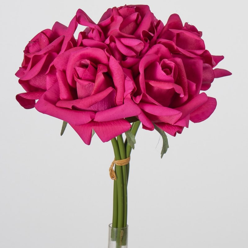Wholesale Artificial Curled-Edge Rose Bouquet – 5 Blooms 25cm