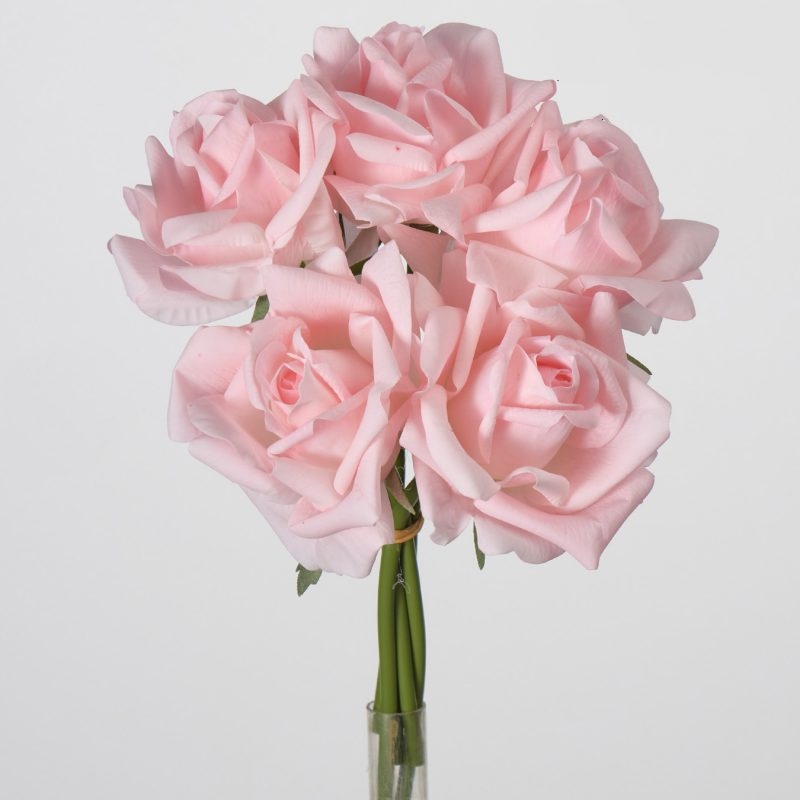 Wholesale Artificial Curled-Edge Rose Bouquet – 5 Blooms 25cm