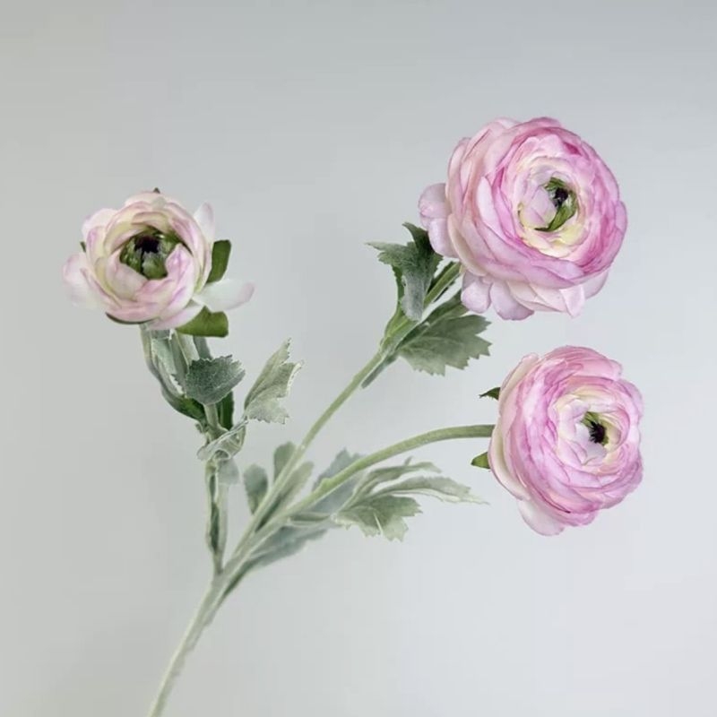 Artificial Ranunculus Stem 50cm with Realistic Soft-Touch Petals