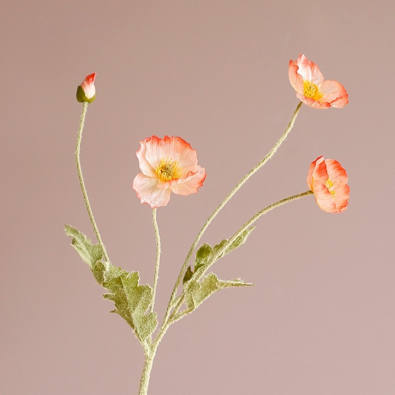 Wholesale Artificial Icelandic Poppy Stem – 60cm, 3 Flowers & 1 Bud