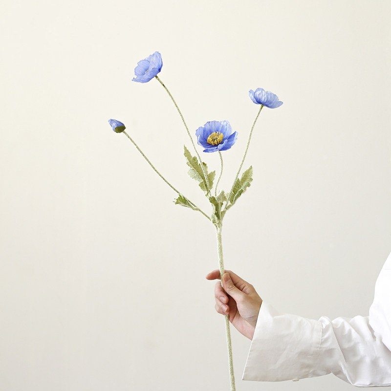 Wholesale Artificial Icelandic Poppy Stem – 60cm, 3 Flowers & 1 Bud