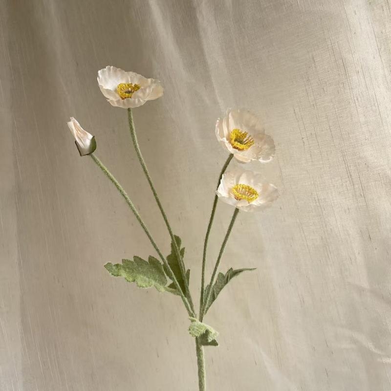 Wholesale Artificial Icelandic Poppy Stem – 60cm, 3 Flowers & 1 Bud