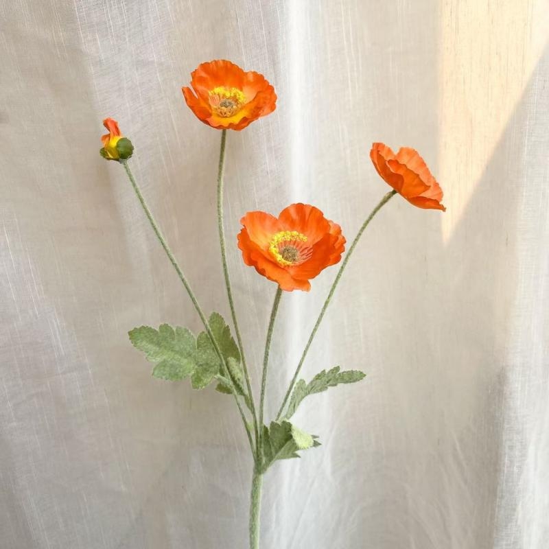 Wholesale Artificial Icelandic Poppy Stem – 60cm, 3 Flowers & 1 Bud