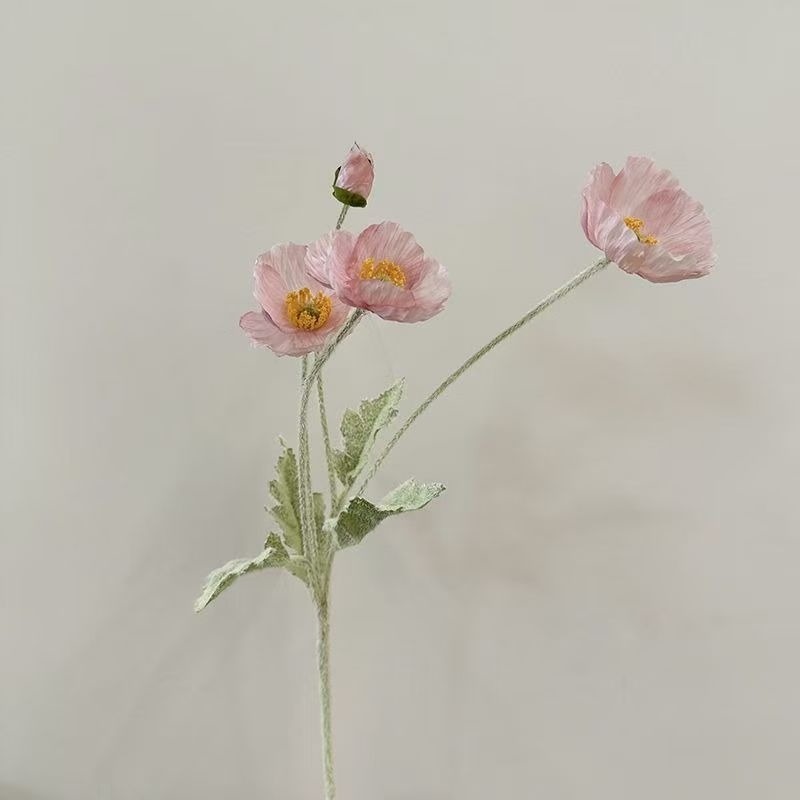 Wholesale Artificial Icelandic Poppy Stem – 60cm, 3 Flowers & 1 Bud