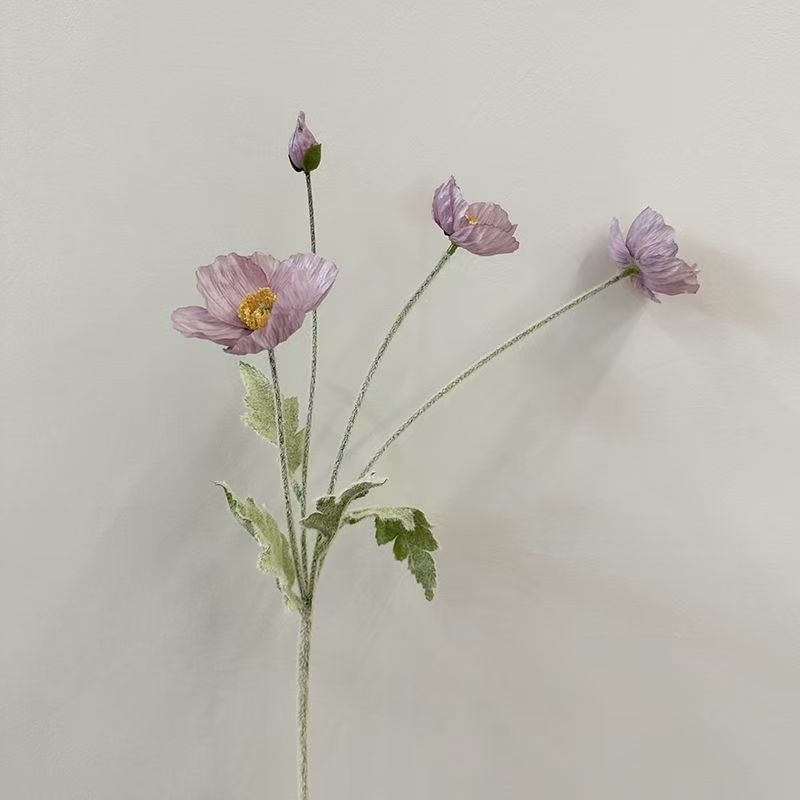 Wholesale Artificial Icelandic Poppy Stem – 60cm, 3 Flowers & 1 Bud