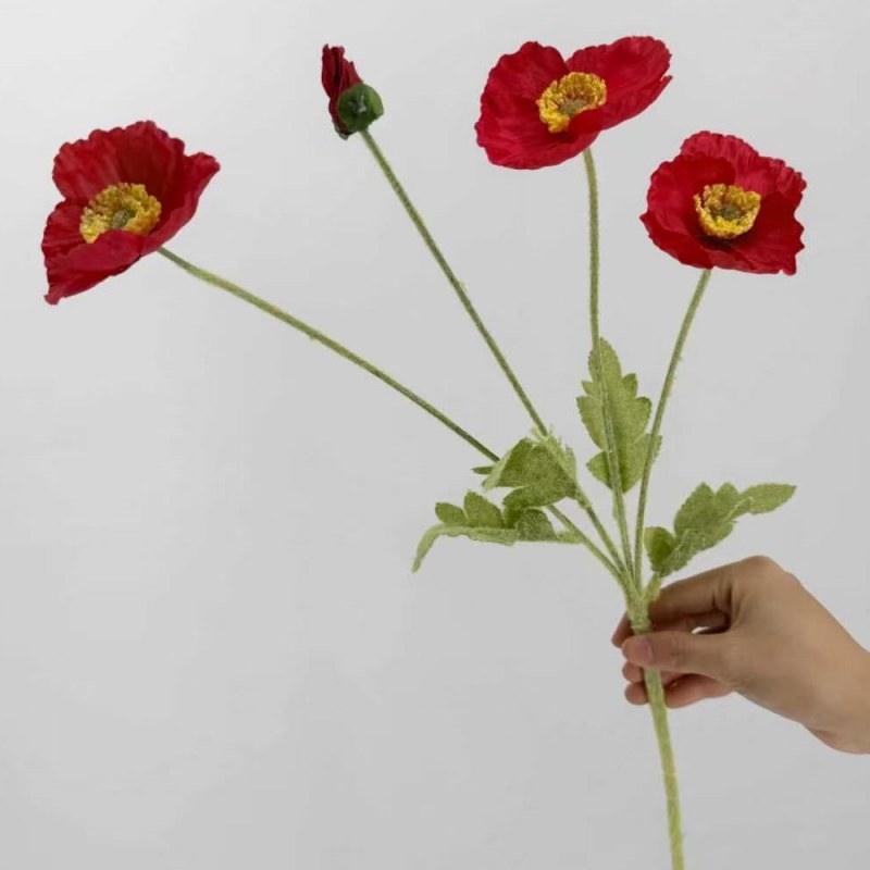 Wholesale Artificial Icelandic Poppy Stem – 60cm, 3 Flowers & 1 Bud