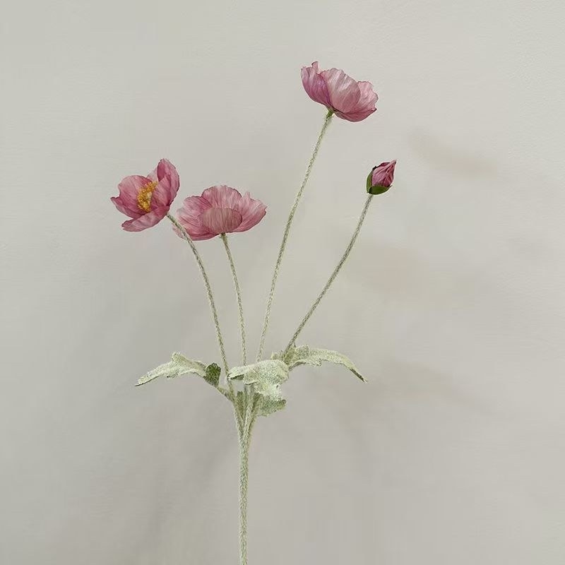 Wholesale Artificial Icelandic Poppy Stem – 60cm, 3 Flowers & 1 Bud