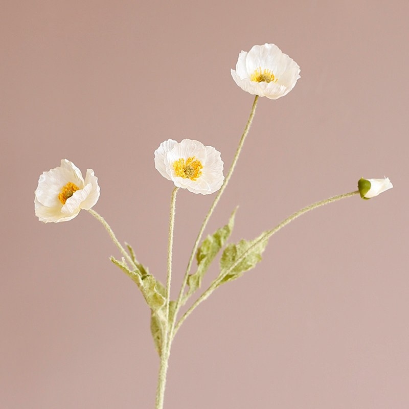 Wholesale Artificial Icelandic Poppy Stem – 60cm, 3 Flowers & 1 Bud