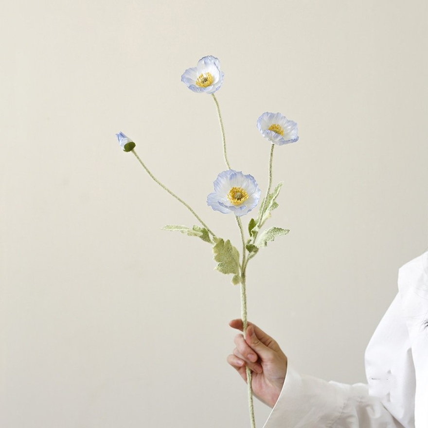 Wholesale Artificial Icelandic Poppy Stem – 60cm, 3 Flowers & 1 Bud